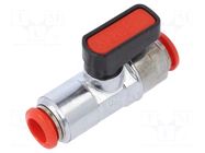 Ball valve; max.20bar; nickel plated brass; 8mm; -20÷80°C PNEUMAT
