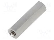 Screwed spacer sleeve; 30mm; Int.thread: M5; hexagonal; brass DREMEC