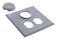 Double Gang Cable Pass Through Wall Plate with Dual Outlet Cover - White