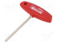 Wrench; hex key; HEX 5mm; Overall len: 132mm; Kind of handle: T WIHA