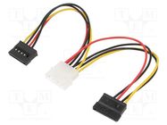 Cable: mains SATA; Molex male,SATA female x2; 0.15m AKYGA