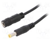 Cable; 2x0.5mm2; DC 5,5/2,1 plug,DC 5,5/2,1 socket; straight SUNNY