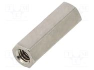 Screwed spacer sleeve; 12mm; Int.thread: M2,5; hexagonal; brass DREMEC