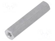Screwed spacer sleeve; 25mm; Int.thread: M2,5; hexagonal DREMEC