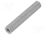 Screwed spacer sleeve; 50mm; Int.thread: M5; hexagonal; aluminium DREMEC