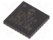 IC: dsPIC microcontroller; 64kB; 8kBSRAM; UQFN28; DSPIC; 0.4mm MICROCHIP TECHNOLOGY