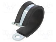 Fixing clamp; ØBundle : 27mm; W: 15mm; steel; Cover material: EPDM 