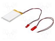 Re-battery: Li-Po; 3.7V; 1400mAh; cables,JST SYR-02T socket CELLEVIA BATTERIES