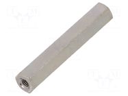 Screwed spacer sleeve; 35mm; Int.thread: M3; hexagonal; brass DREMEC