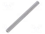 Screwed spacer sleeve; 70mm; Int.thread: M3; hexagonal; aluminium 