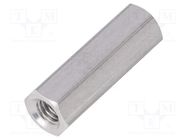 Screwed spacer sleeve; 25mm; Int.thread: M5; hexagonal; aluminium 