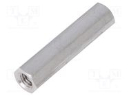 Screwed spacer sleeve; 35mm; Int.thread: M5; hexagonal; aluminium 