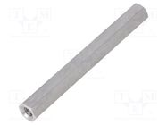 Screwed spacer sleeve; 70mm; Int.thread: M5; hexagonal; aluminium 