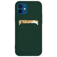 Card Case Silicone Wallet Case with Card Slot Documents for Samsung Galaxy A42 5G Dark Green, Hurtel