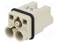 Connector: HDC; contact insert; male; Han Q; PIN: 3; 2P+PE; size 3A HARTING