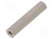 Screwed spacer sleeve; 25mm; Int.thread: M2,5; hexagonal; brass DREMEC