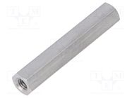 Screwed spacer sleeve; 40mm; Int.thread: M4; hexagonal; aluminium 