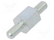 Screwed spacer sleeve; 8mm; Ext.thread: M4; hexagonal; steel; zinc DREMEC