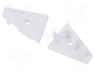 Cap for LED profiles; white; 2pcs; ABS; GEN2,with hole; CORNER10 