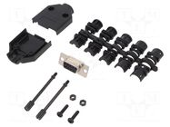 Connector: D-Sub; PIN: 9; plug; female; soldering; for cable; black ENCITECH