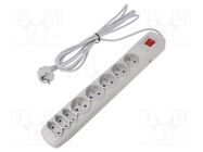 Plug socket strip: protective; Sockets: 8; 250VAC; 10A; grey ARMAC