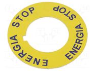 Warning plate; 22mm; ST22 SPAMEL