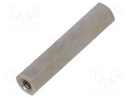 Screwed spacer sleeve; 20mm; Int.thread: M2; hexagonal; brass DREMEC