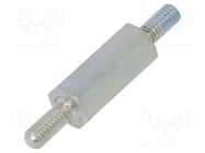 Screwed spacer sleeve; 12mm; Ext.thread: M2,5; hexagonal; steel DREMEC