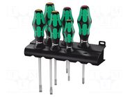 Kit: screwdrivers; Phillips,slot; Kit: screwdrivers hanger; 6pcs. WERA