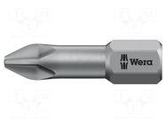 Screwdriver bit; Phillips; PH2; 1/4"; Overall len: 25mm; TORSION WERA
