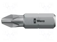 Screwdriver bit; Phillips; PH0; 1/4"; Overall len: 25mm WERA