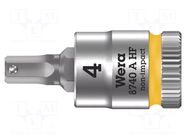 Socket; Hex Plus key,socket spanner; HEX 4mm; 1/4"; Zyklop WERA
