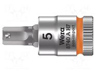 Socket; Hex Plus key,socket spanner; HEX 5mm; 1/4"; Zyklop WERA