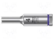 Socket; 6-angles,socket spanner; HEX 4mm; Chrom-vanadium steel WERA