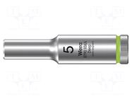 Socket; 6-angles,socket spanner; HEX 5mm; 1/4"; 8790 HMA Deep WERA