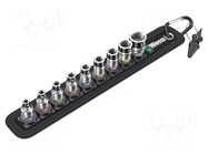 Wrench-set; 6-angles,socket spanner; 1/4"; 9pcs. WERA