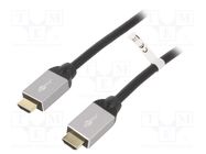 Cable; HDMI 2.0; HDMI plug,both sides; PVC; textile; Len: 5m; black Goobay