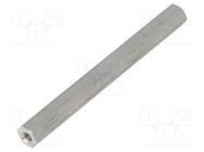 Screwed spacer sleeve; 60mm; Int.thread: M3; hexagonal; aluminium 