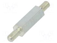 Screwed spacer sleeve; 18mm; Ext.thread: M4; hexagonal; steel DREMEC