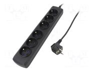 Plug socket strip: supply; Sockets: 6; 250VAC; 10A; black ARMAC