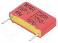 Capacitor: polypropylene; 2.2nF; 5x11x18mm; THT; ±10%; 15mm; 600VAC WIMA