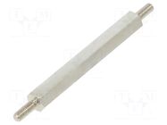 Screwed spacer sleeve; 45mm; Ext.thread: M3; hexagonal; brass DREMEC