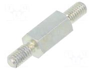 Screwed spacer sleeve; 12mm; Ext.thread: M4; hexagonal; steel DREMEC
