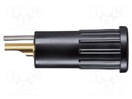 Connector: 4mm banana; 16A; 30VAC; 60VDC; black; gold-plated; 5mΩ SCHÜTZINGER