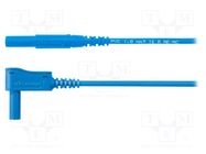 Test lead; 16A; banana plug 4mm,angular banana plug 4mm; blue 