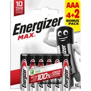 Alkaline battery LR03 (AAA) E92 1.5V 1200mAh MAX Energizer 4+2pcs blister