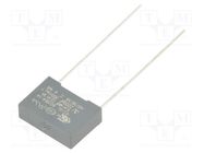 Capacitor: polypropylene; Y2; R41-T; 2.2nF; 13x9x4mm; THT; ±10% KEMET