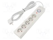 Plug socket strip: protective; Sockets: 5; 250VAC; 10A; grey; 5m ARMAC