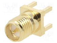 Connector: RP-SMA; socket; male; straight; THT; on PCBs; PTFE ADAM TECH