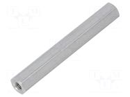 Screwed spacer sleeve; 45mm; Int.thread: M3; hexagonal; aluminium DREMEC